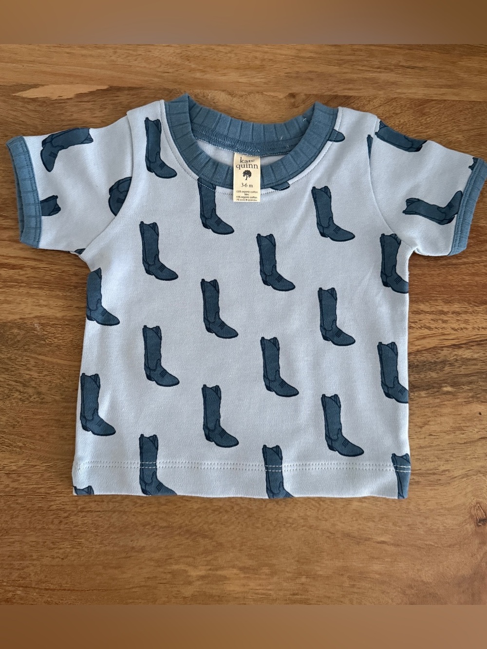 Kate Quinn Organic Cotton Unisex Boot Print Short Sleeve Ringer Tee
